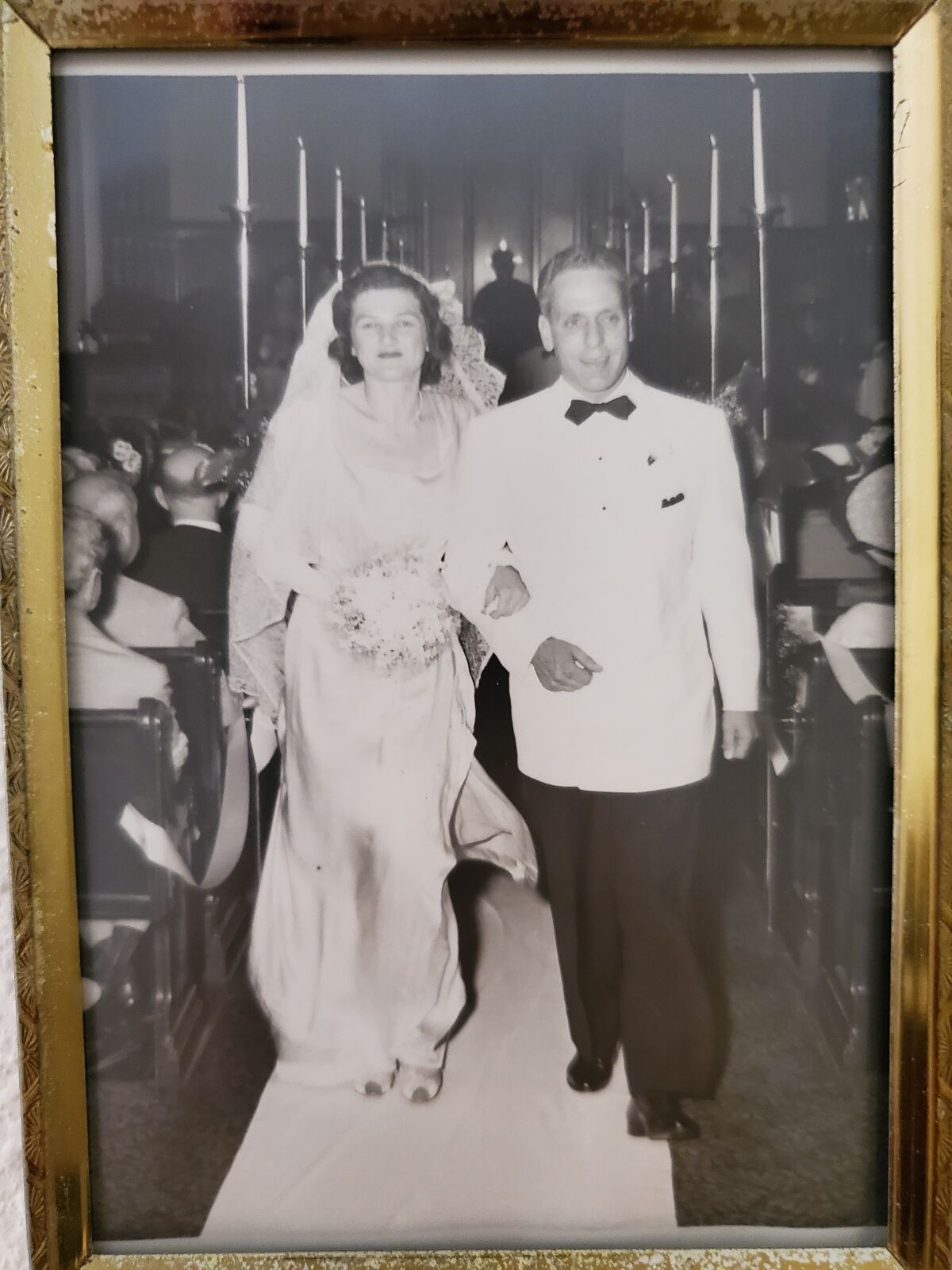 A photo from Shirley and Murray Helm's wedding hangs in her La Jolla home.