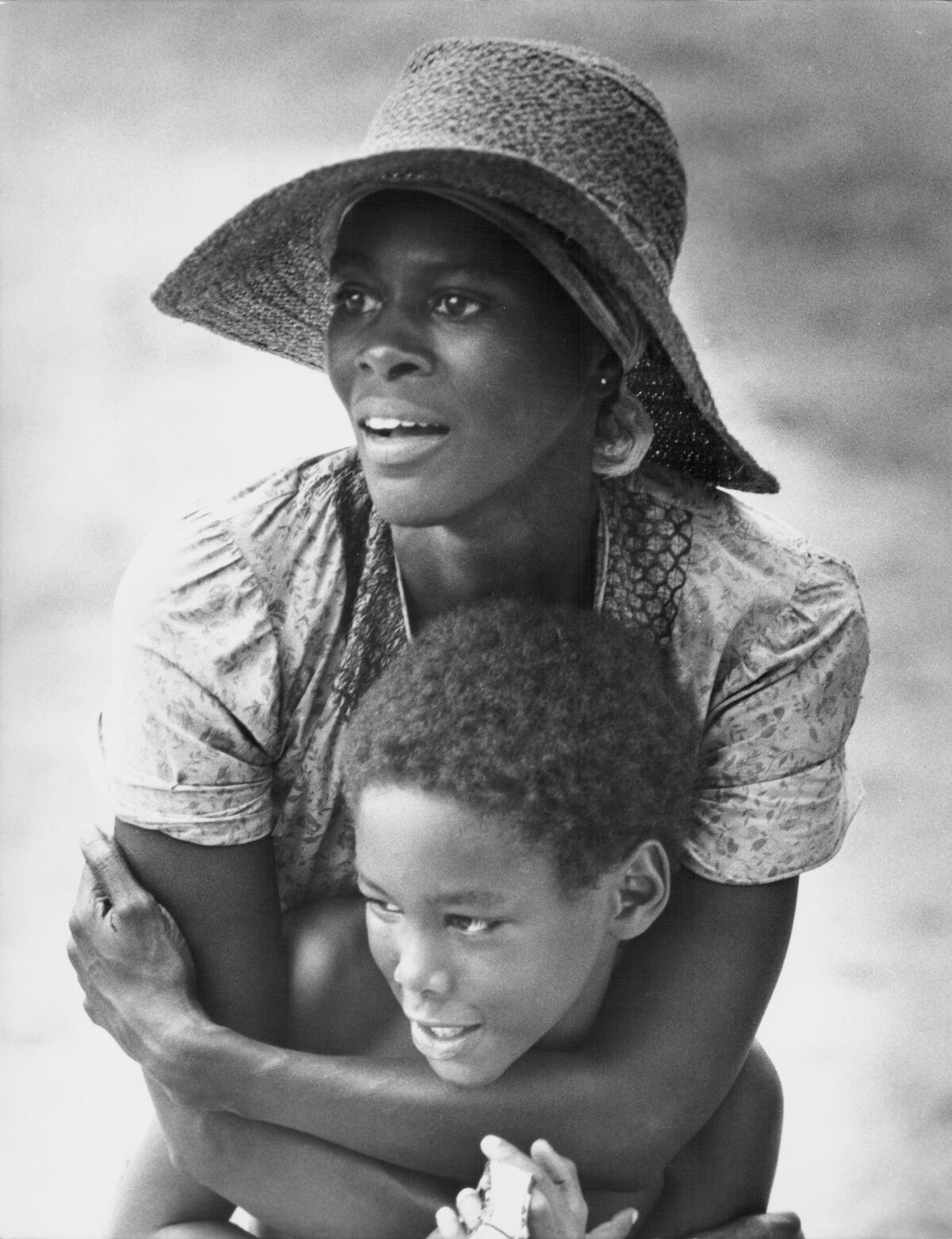 Cicely Tyson wrapping her arms around her onscreen son in "Sounder"