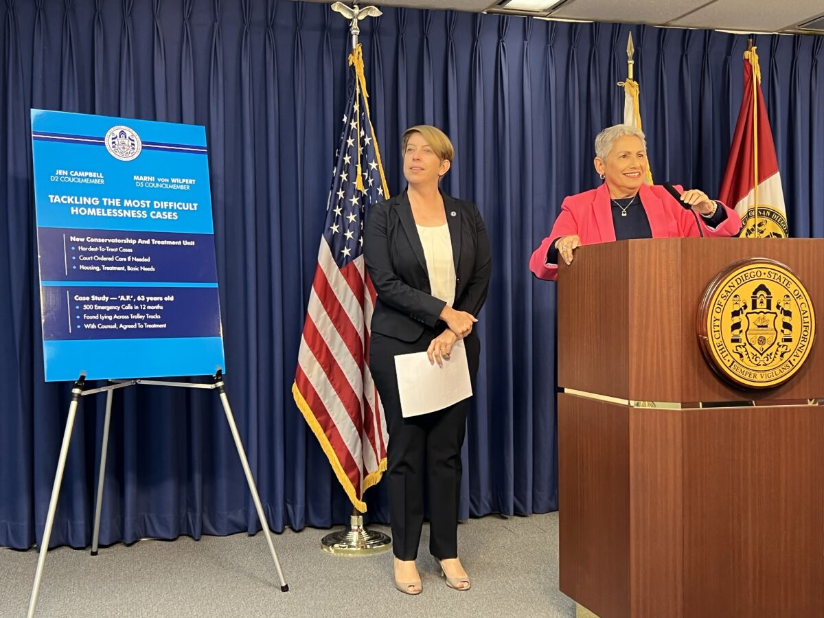 San Diego City Councilmembers Marni von Wilpert and Jennifer Campbell propose creating a Conservatorship and Treatment Unit.