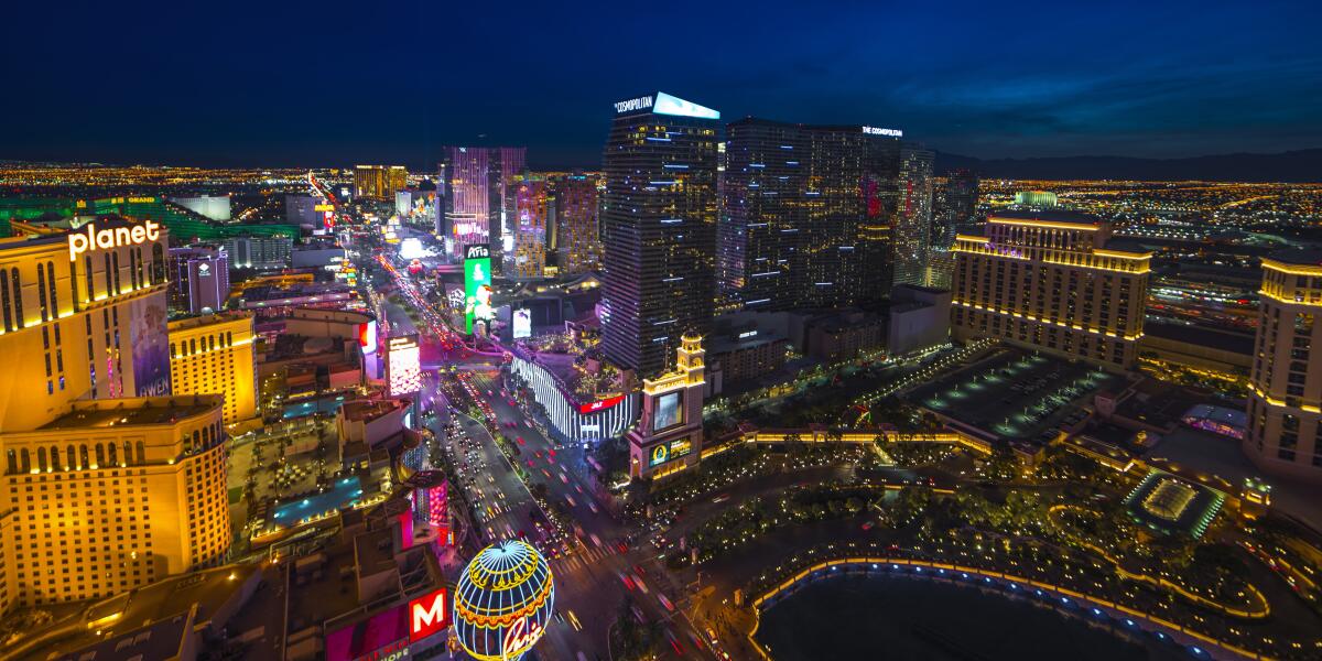 Panoramic View of Las Vegas Nevada at night.