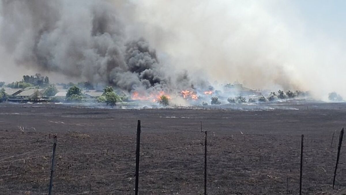 A brush fire in Thermalito, Calif.