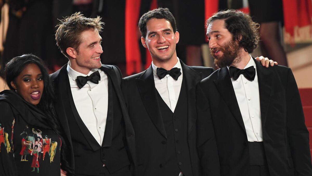 Arriving at the Cannes premiere of "Good Time," from left, are actors Taliah Webster and Robert Pattinson, actor/co-director Benny Safdie and co-director Josh Safdie.