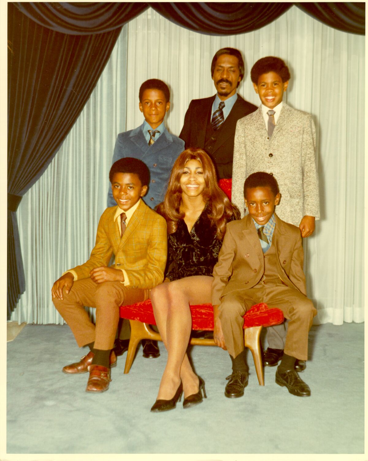 Ike and Tina Turner pose for a portrait with their son and step-sons 