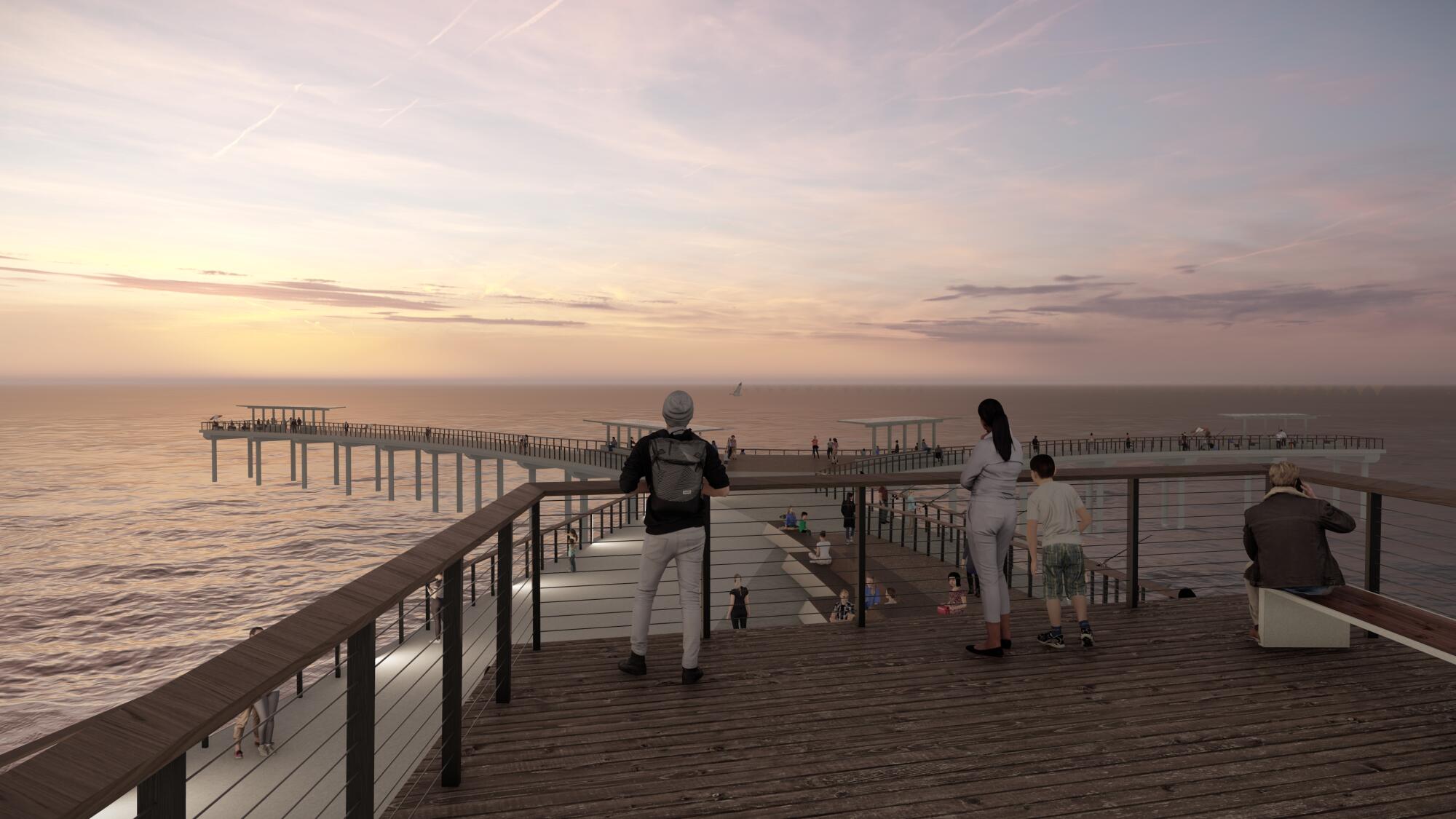 A rendering of a viewing platform on the proposed pier.