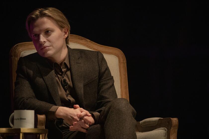 LOS ANGELES, CALIF. - OCTOBER 22: Pulitzer prize winning author Ronan Farrow discusses the controversial book "Catch and Kil.L” durning an event hosted by the Los Angeles Times Book Club and Ideas Exchange at The Orpheum Theatre Los Angeles, Calif. on Tuesday, Oct. 22, 2019. (Francine Orr / Los Angeles Times)