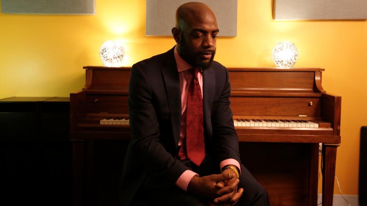 Vincent Berry II in the studio at Peermusic, an independent music publisher, in Burbank on June 7, 2016. Berry produced, co-wrote and self-published the song "Sandcastles," which was used on Beyonce's album "Lemonade."