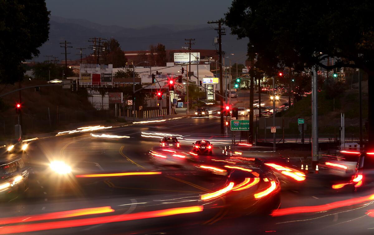 The 710 Freeway intersects with Valley Boulevard at its northern terminus in Alhambra.