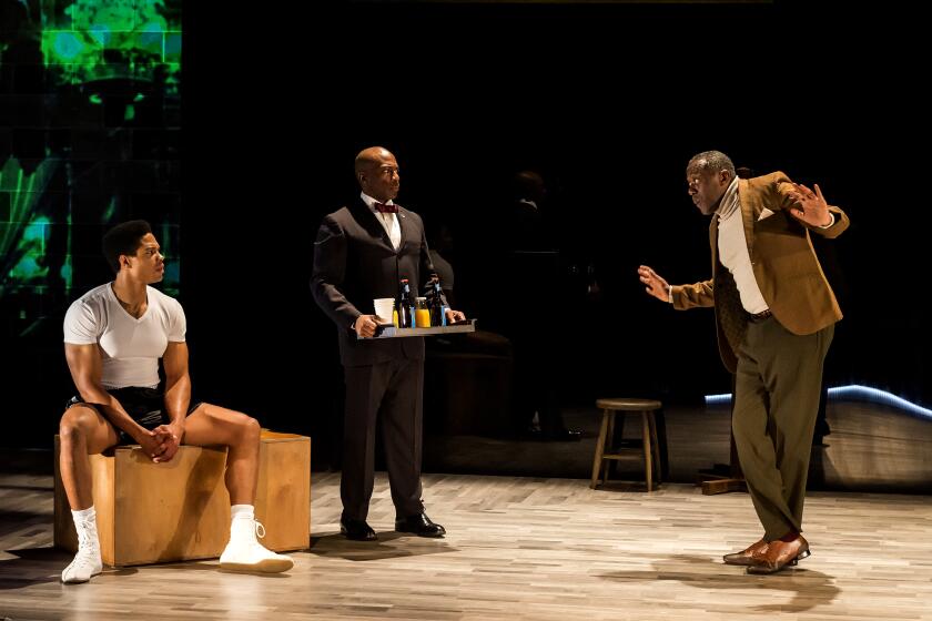 Ray Fisher, Wilkie Ferguson III and Edwin Lee Gibson in "Fetch Clay, Make Man" at Center Theatre Group's Kirk Douglas Theatre