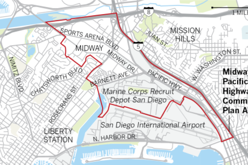 Map showing the Midway-Pacific Highway community plan area