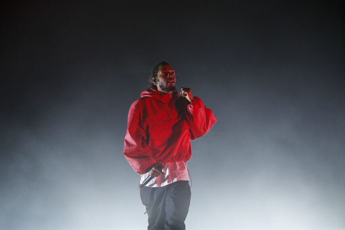 Artist Kendrick Lamar performs Feb. 16 at L.A. Live.