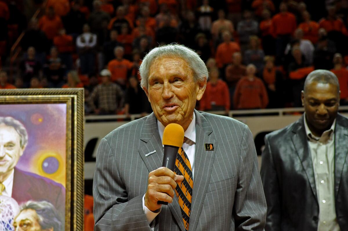 Eddie Sutton, who coached Oklahoma State between 1990 and 2006, was honored on Eddie Sutton Day in Stillwater, Okla., on Feb. 3, 2014.
