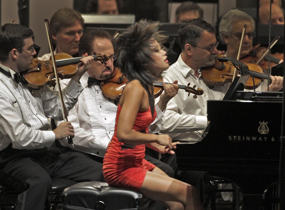 Chinese pianist Yuja Wang at her 2011 Hollywood Bowl debut.