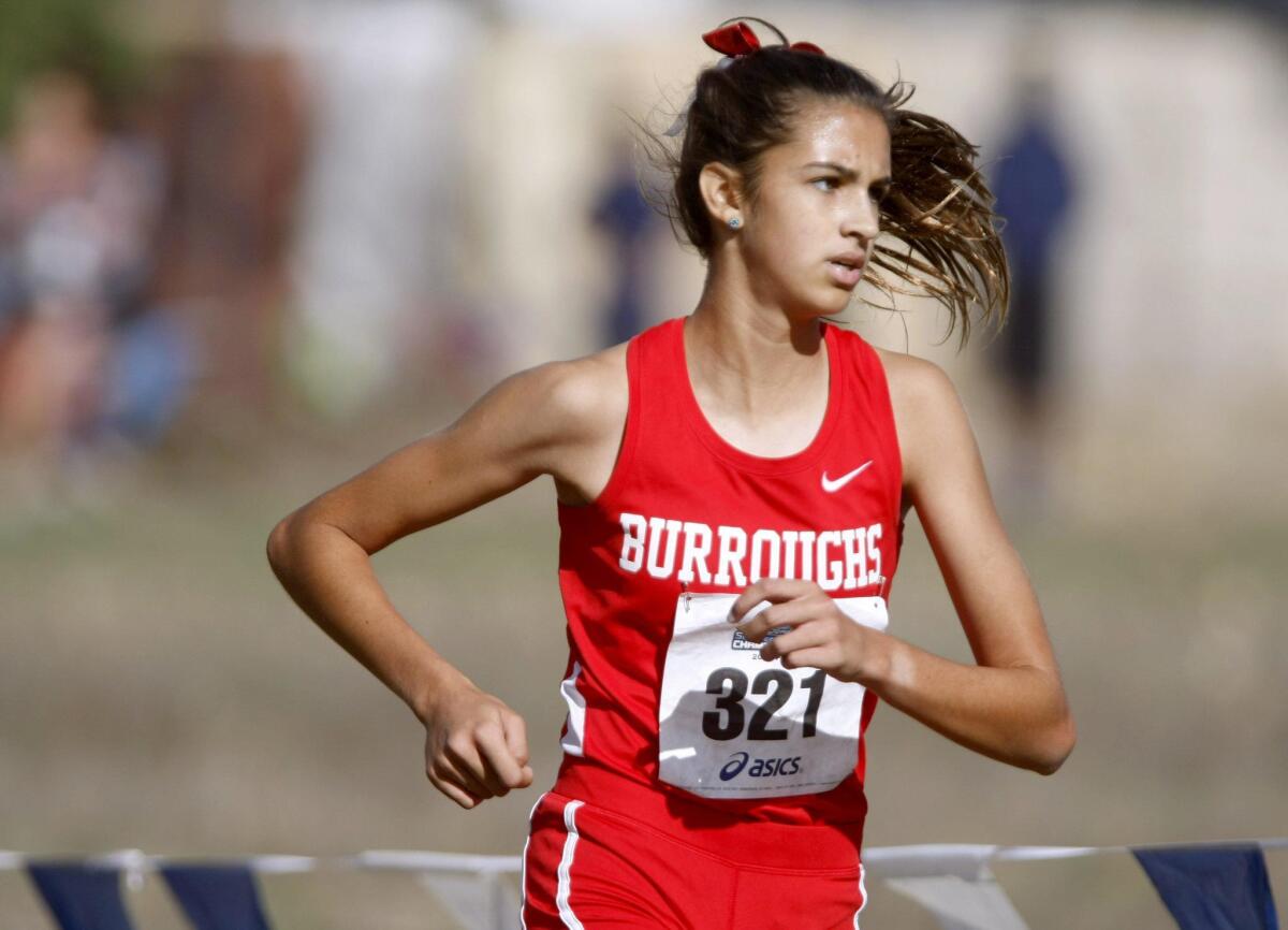 Burroughs High School's Emily Virtue ran a 17:09.1 and took 5th place in the Girls Division 1, CIF Southern Section Championships Cross Country Finals at Riverside City Cross Country Course in Riverside on Saturday, Nov. 19, 2016.