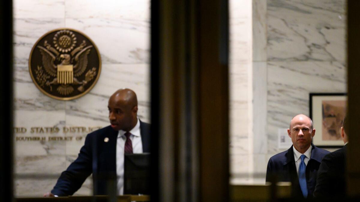 Michael Avenatti leaves federal court in New York on March 25 after his arrest on extortion, conspiracy and fraud charges.