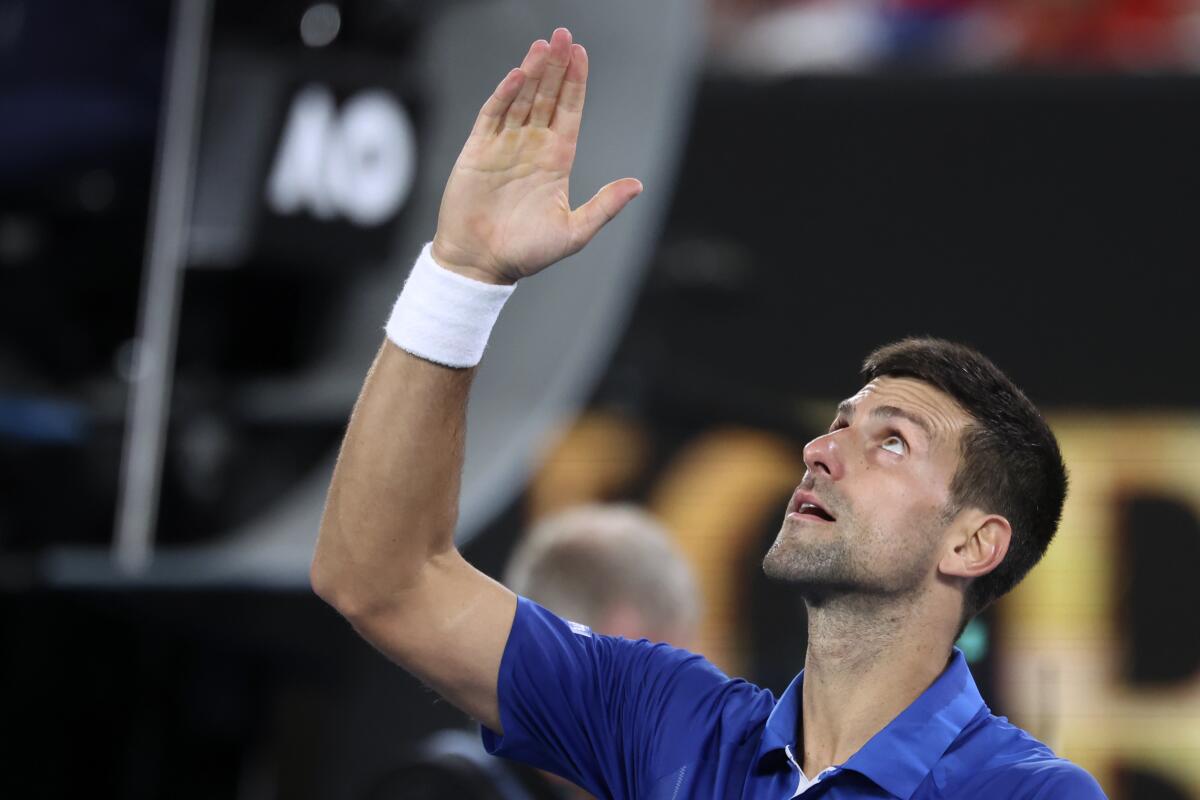 Djokovic into the 4th round after beating Etcheverry in his 100th Australian Open match - The San Diego Union-Tribune