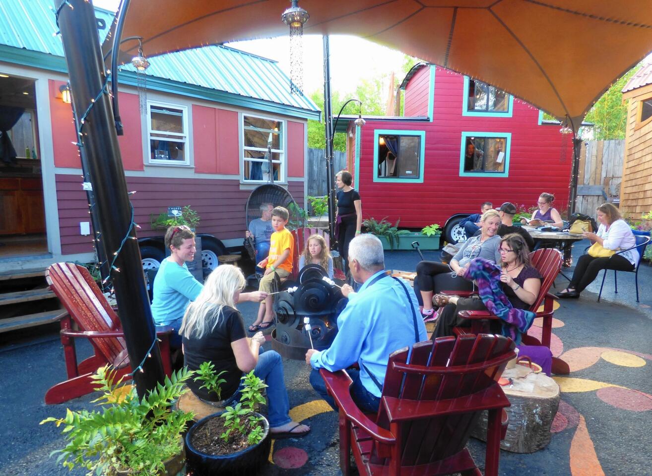 The courtyard at Caravan is a common area in the center of the six tiny homes and it’s where folks gather when there’s an open house.