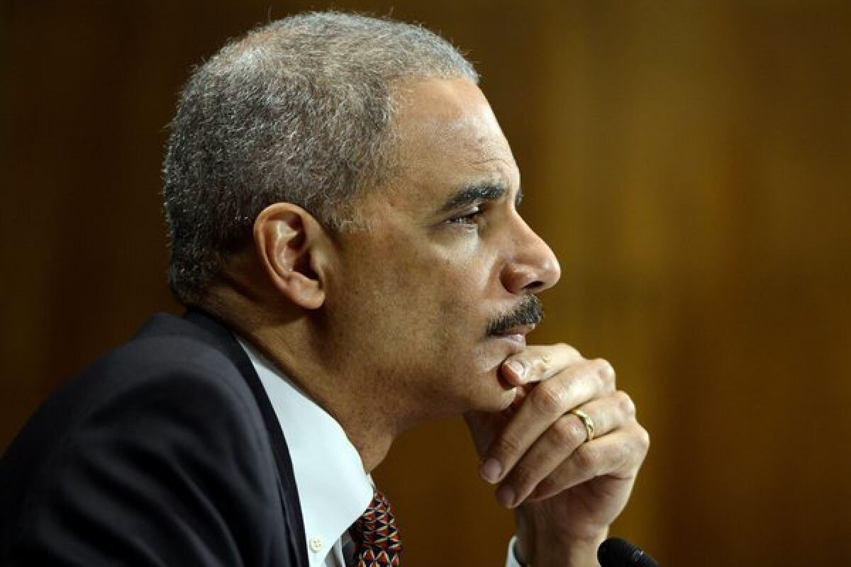 Atty. Gen. Eric H. Holder Jr. responds to a question during a Senate Judiciary Committee hearing.