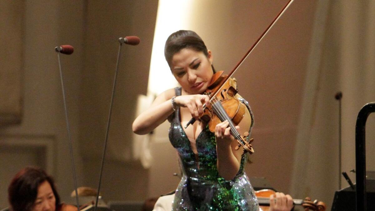 Sarah Chang, in a file photo. She played Dvorak's Violin Concerto as part of the PKF-Prague Philharmonia's concert at Soka Performing Arts Center.