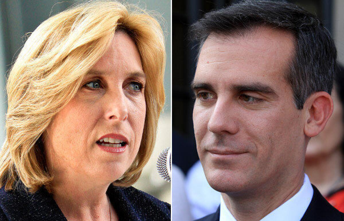 Mayoral candidates Wendy Greuel and Eric Garcetti