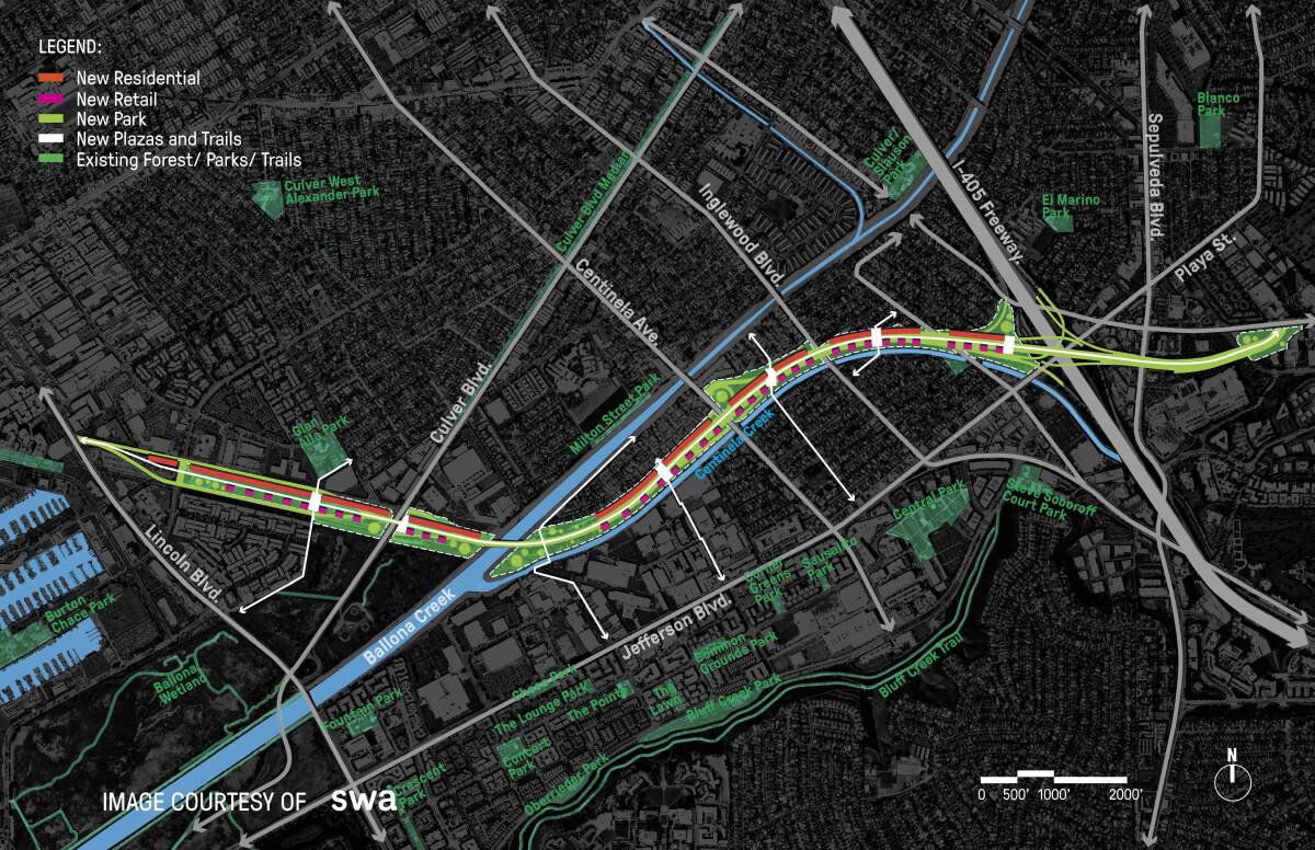 Graphic to transform Los Angeles' shortest, unfinished freeways for nearly 4,000 affordable housing units.