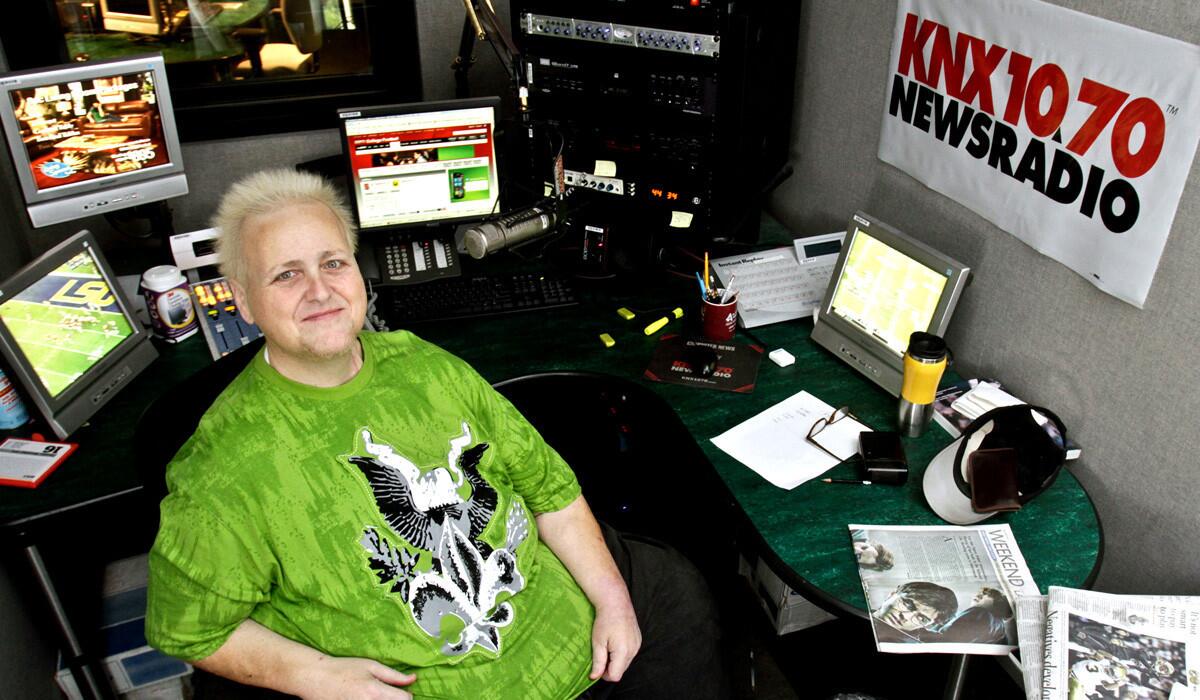 Joe McDonnell, radio talk show host, at KNX-1070 studios in Los Angeles in 2010.