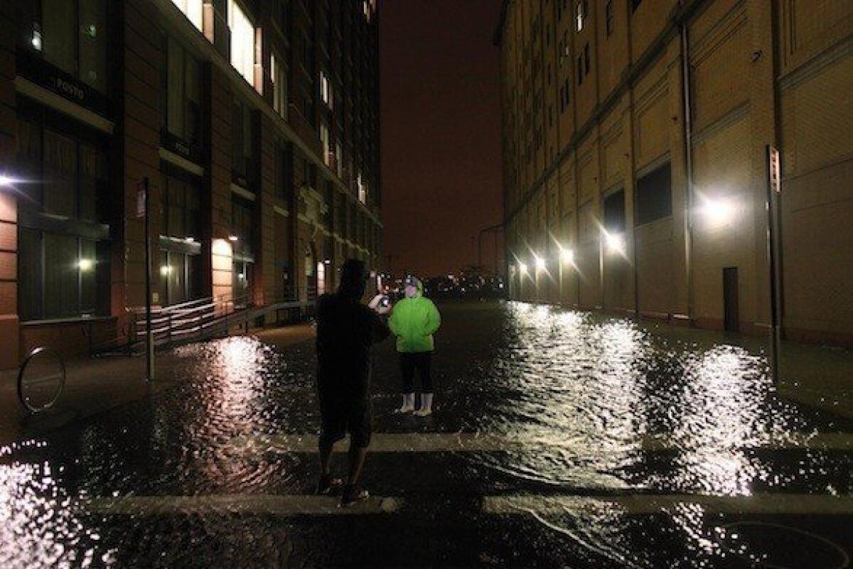 The Meatpacking District of New York City during the storm surge Monday night.