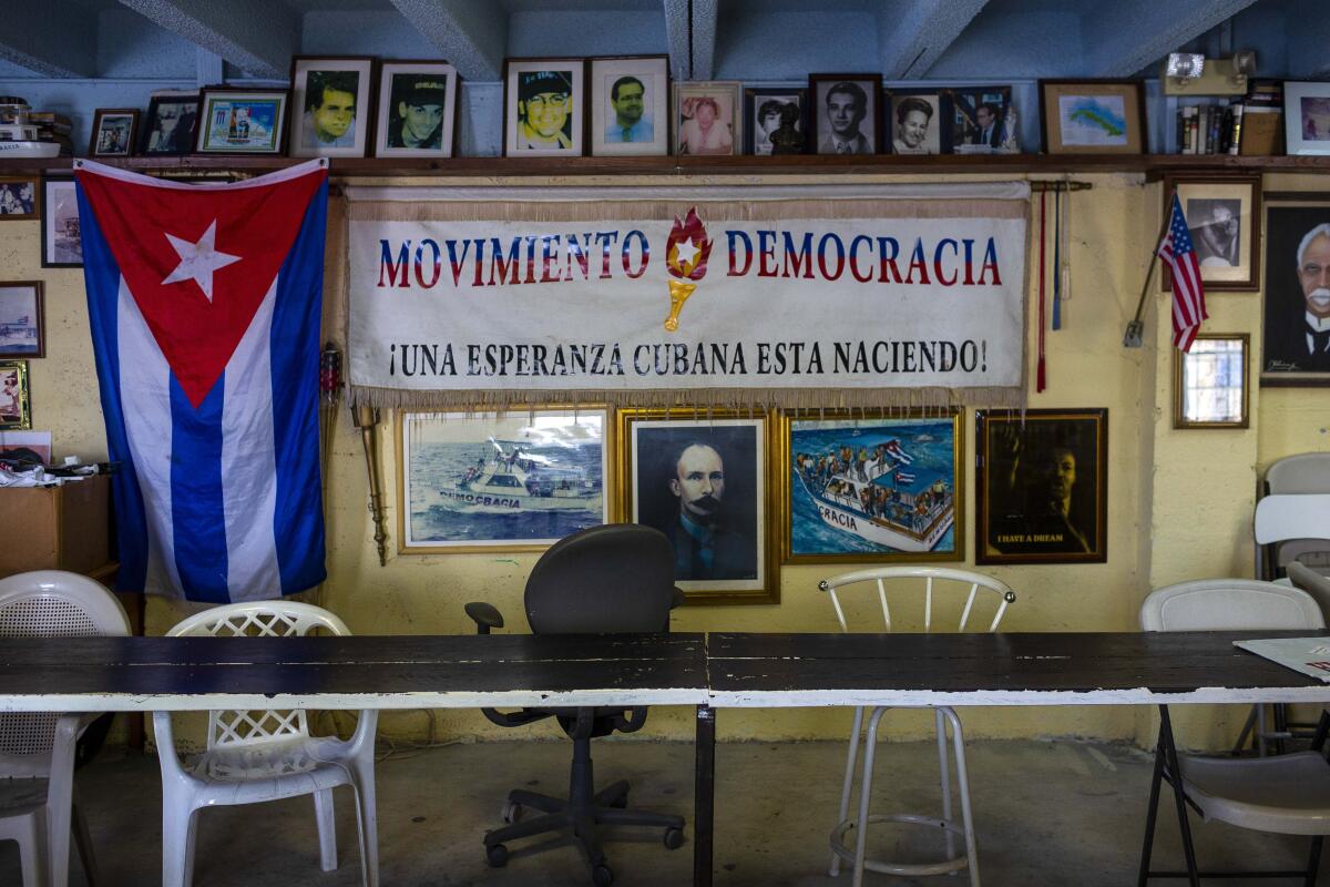 The headquarters of Movimiento Democracia in Miami's Little Havana.