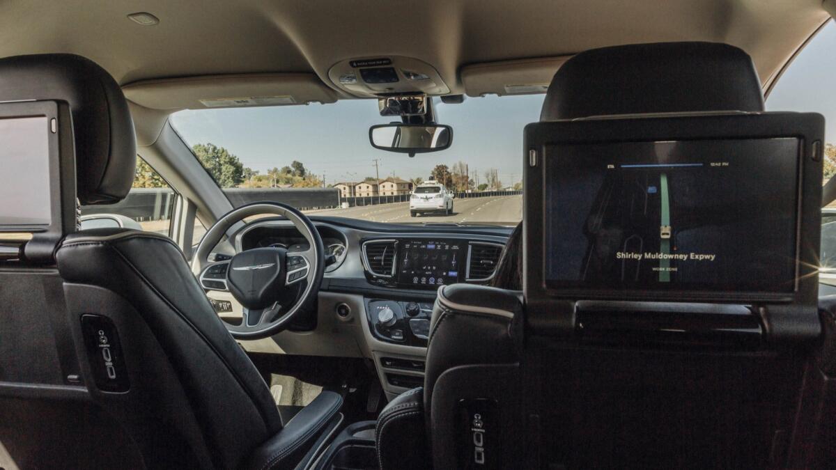 A Chrysler Pacifica minivan equipped with Waymo's self-driving technology being tested at Waymo's facility in Atwater, Calif.