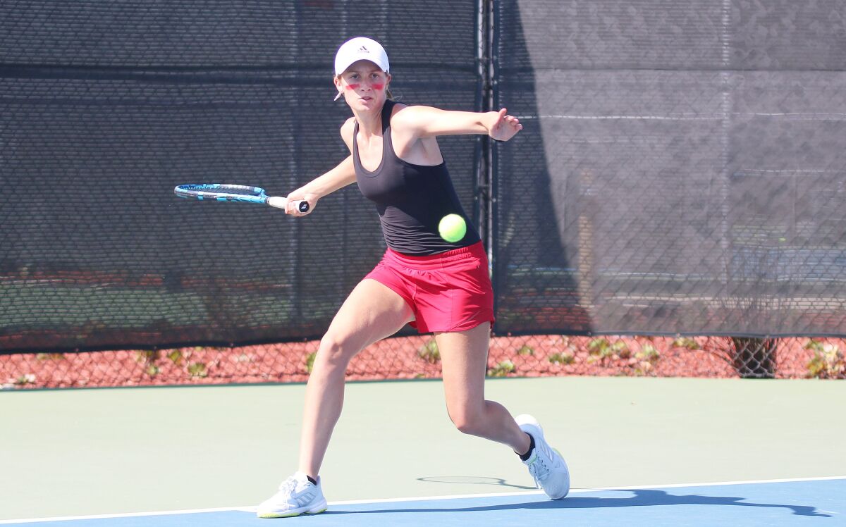 CCA's defending CIF individual singles champ Katie Codd was a singles and doubles winner Thursday, May 13.