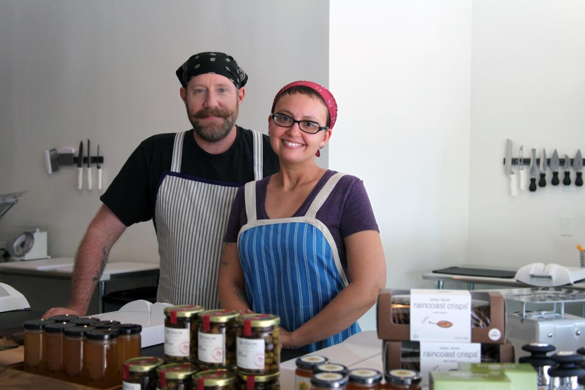 Cheesemongers owners Chaz Christianson and Kia Burton. The cheese shop will open in Sherman Oaks on Wednesday.
