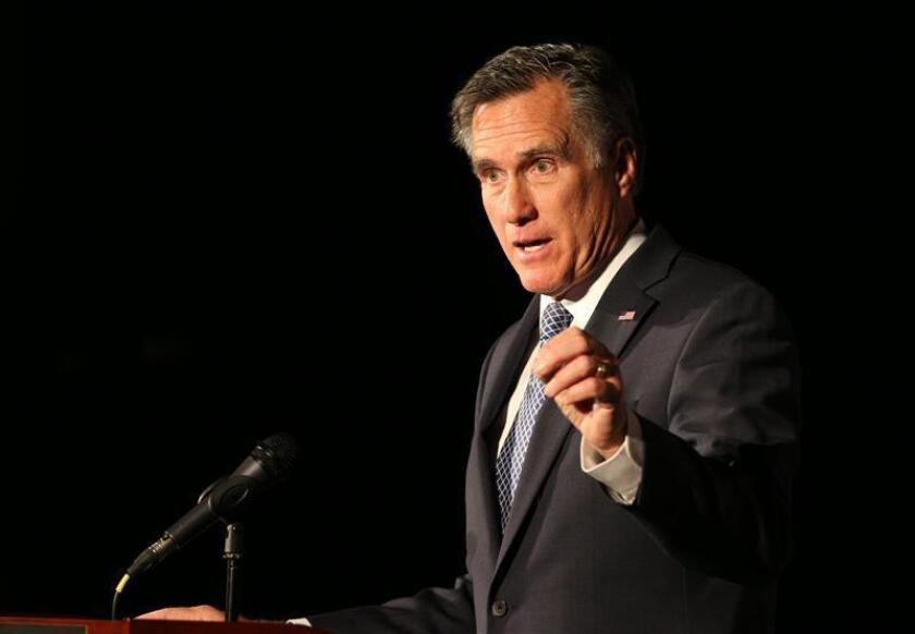 Former US presidential candidate Mitt Romney speaks at the Utah County Lincoln Day Dinner in Provo, Utah, USA, 16 February 2018. EFE/EPA/File