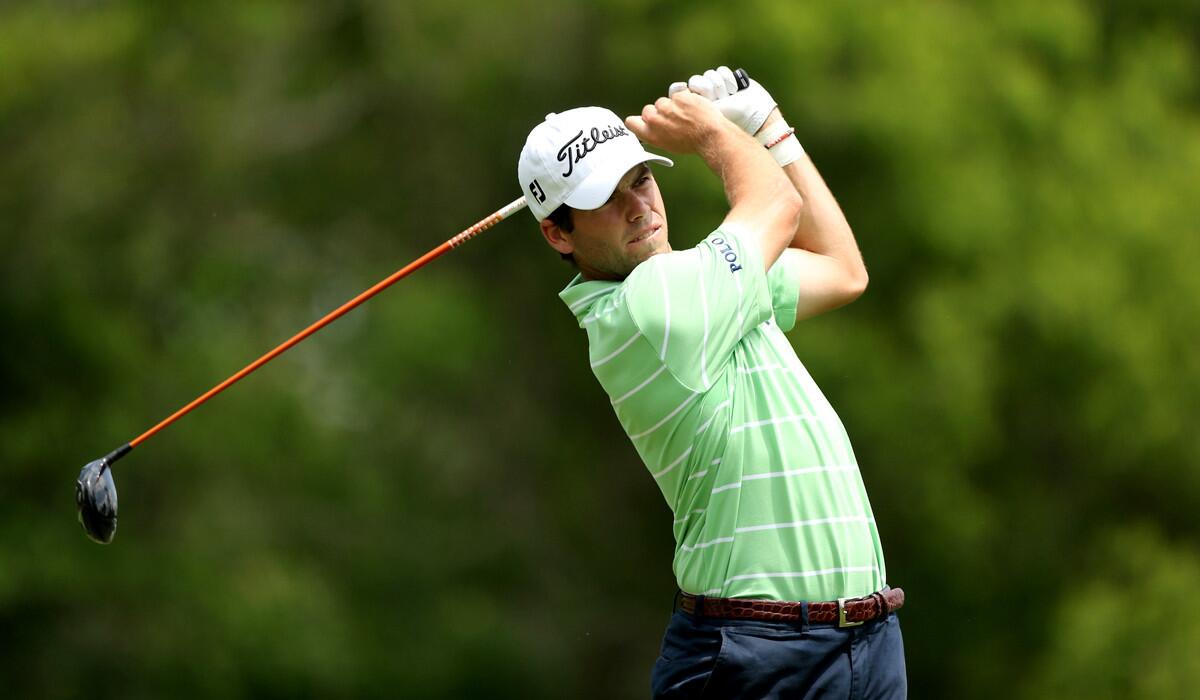 Ben Martin watches his tee shot at No. 6 during the second round of the Zurich Classic at TPC Louisiana.