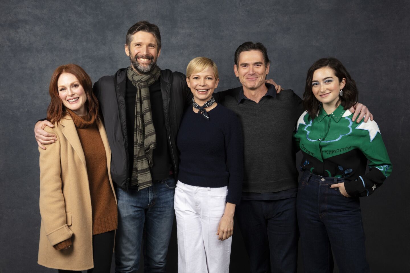 Julianne Moore, director Bart Freundlich, actor Michelle Williams, actor Billy Crudup and actor Abby Quinn from the film "After the Wedding."