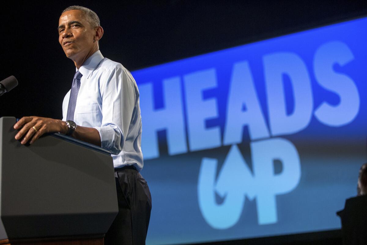 President Obama speaks in Warren, Mich., about community college affordability on Wednesday.