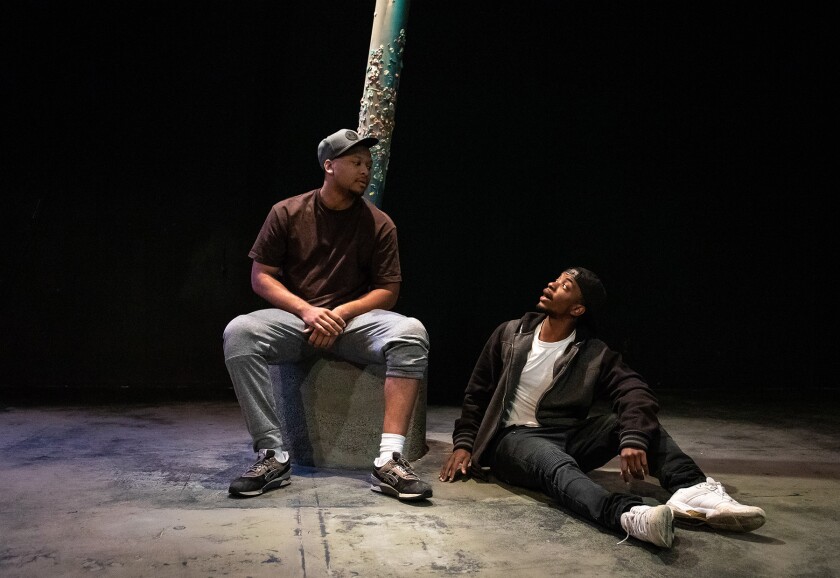 Aaron Joseph and Samuel Isaiah Hunter in rehearsals for “Pass Over”