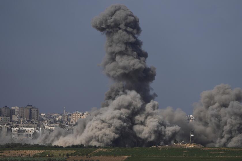 Smoke rises following an Israeli airstrike in the Gaza Strip, as seen from southern Israel, Friday, Oct. 20, 2023. (AP Photo/Francisco Seco)