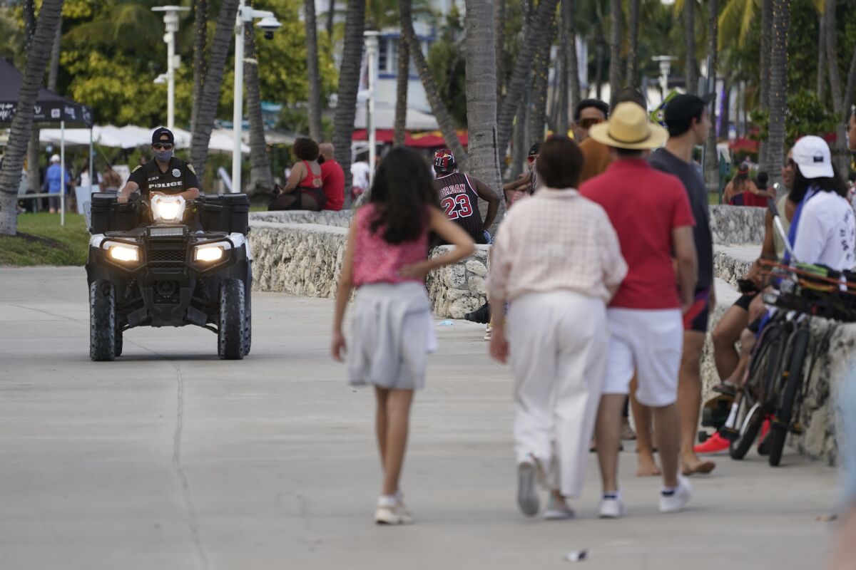 Police officer on an ATV patrolling Florida's South Beach