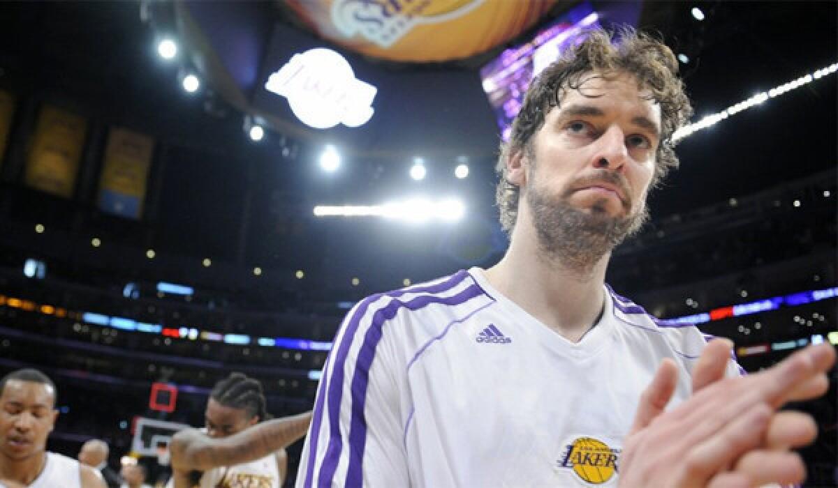 Veteran big man Pau Gasol has the ability to play at the forward position for the Lakers this season but might end up starting at center.