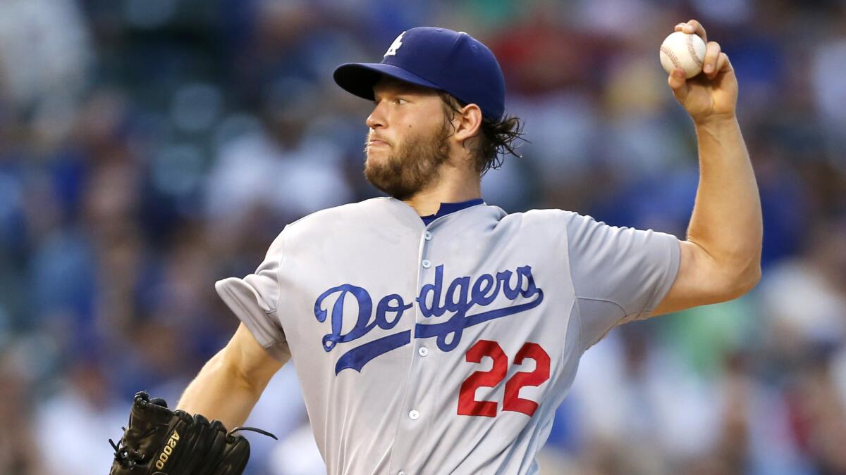 Dodgers starter Clayton Kershaw delivers a pitch during the first inning of a 4-2 loss to the Chicago Cubs at Wrigley Field on Monday.