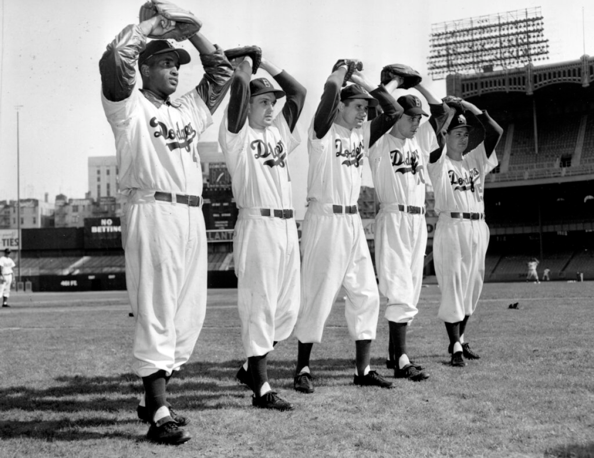 The Brooklyn Dodgers pitchers for the 1952 World Series.