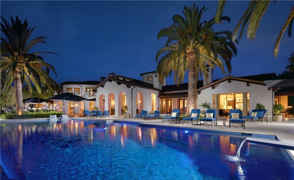 The 13,000-square-foot mansion includes an award-winning theater, billiards room, sauna, massage room, driving range and pool with a scuba system.