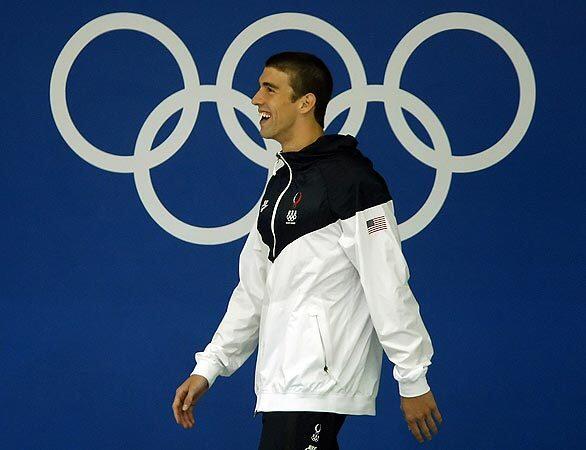 Phelps steps to the podium