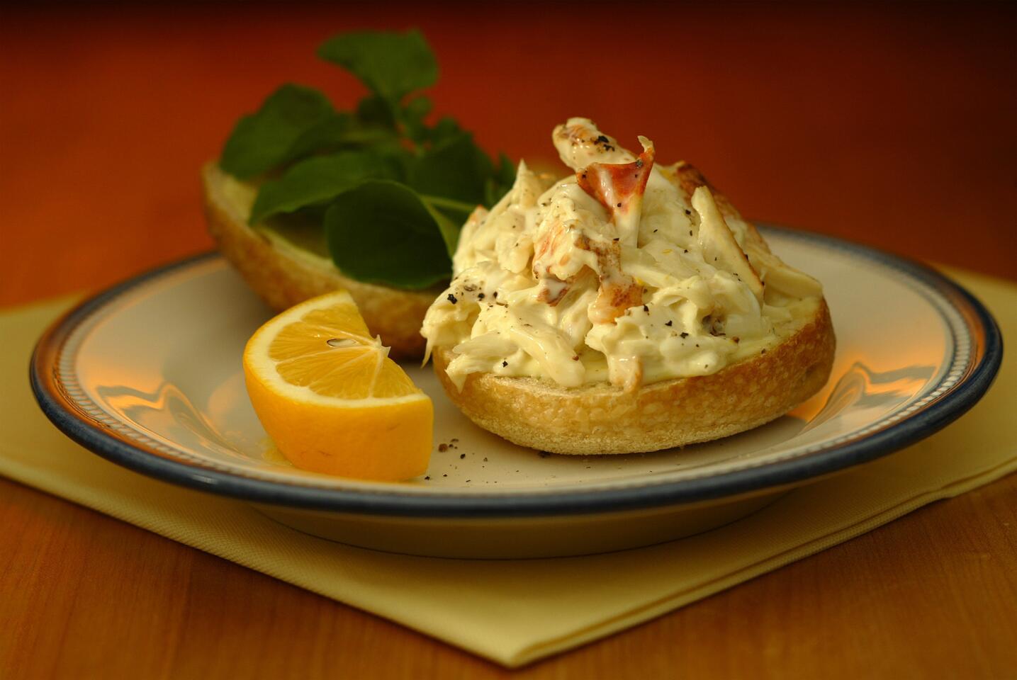 Dungeness crab salad sandwich with Meyer lemon