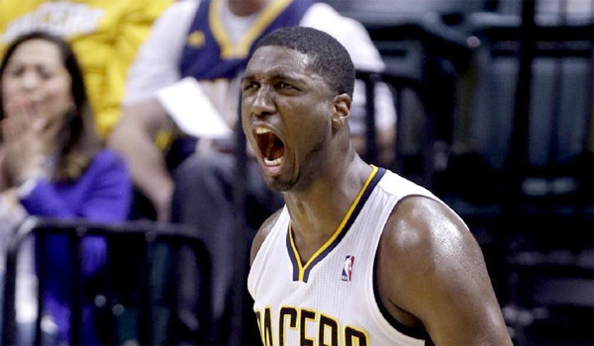 Roy Hibbert is averaging 10.7 points, eight rebounds and 2.7 blocks per game for the Indiana Pacers this season.