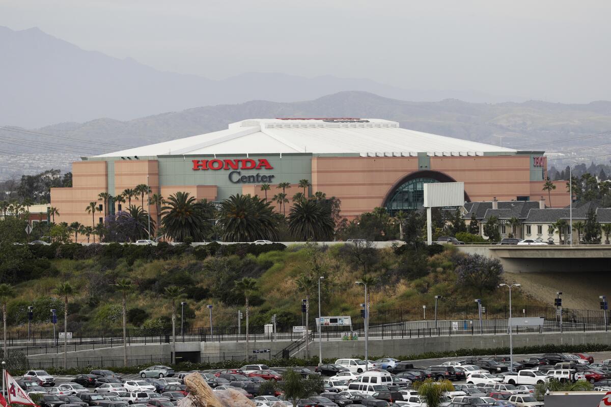 The Honda Center in Anaheim will be a drive-thru polling site for the November general election.