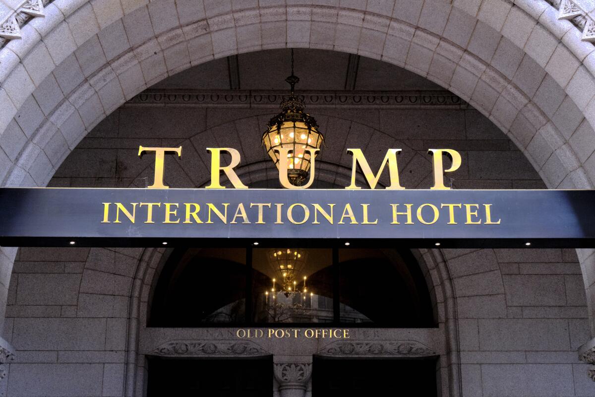 The Trump International Hotel in Washington, shown in March 2019, is at the center of a lawsuit filed by the District of Columbia against President Trump's inaugural committee and two companies that control the hotel.