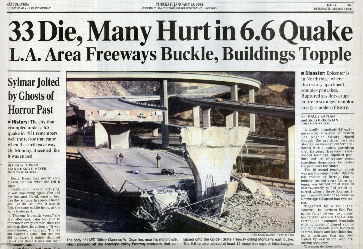 33 Die, Many Hurt in 6.6 Quake L.A Area Freeways Buckly, Buildings Topple (Los Angeles Times)