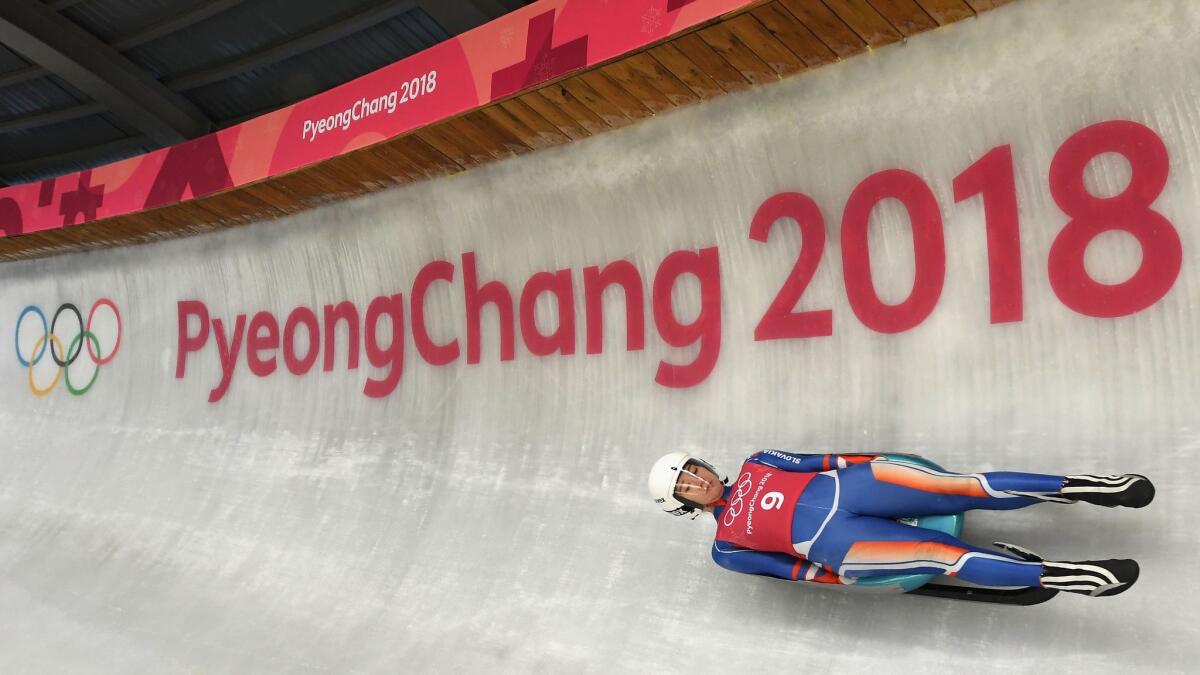 Katarina Simonakova of Slovakia trains Tuesday ahead of the Winter Olympic Games in Pyeongchang, South Korea.