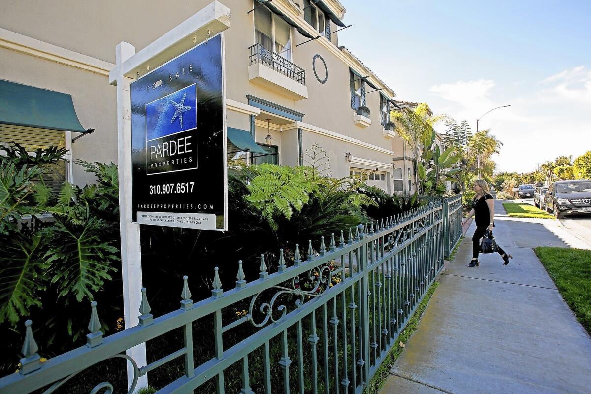 Housing costs in California have risen so high that they hurt recruitment, business groups say. Above, a home for sale in Venice in March.