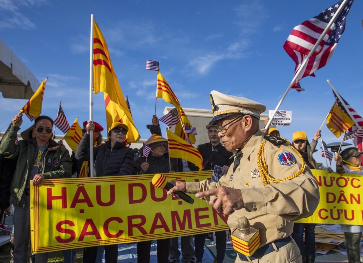 Protesters in Orange County's Little Saigon